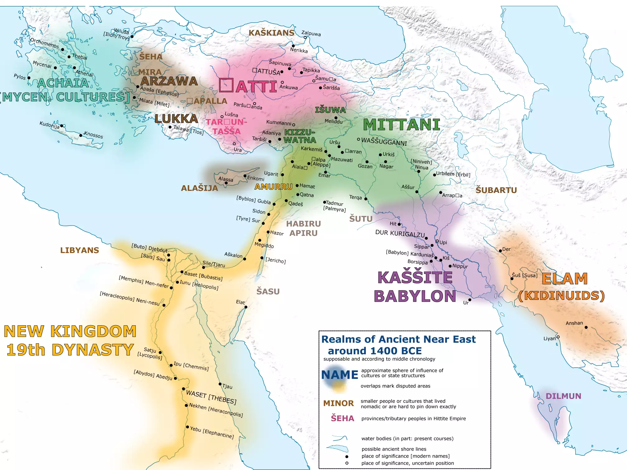 Beginning of the End for the Bronze Age Civilisations 1400 - 1387 BC - Middle East about 1400 BC